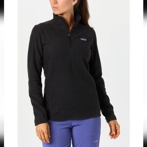 Patagonia Black Textured Fleece R1 Air Zip Neck Pullover